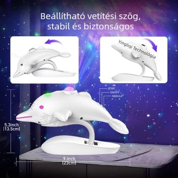 Az Amazon új, határokon átnyúló delfin csillagos égbolt lámpája, színes vetítőlámpa, gyerekeknek való éjszakai fény, hálószobai LED-es vetítőlámpa