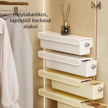 Falra szerelhető tárolódoboz, fehérnemű, zokni, gardrób, oldalsó tároló, fehérnemű, befejező tárgyak tárolója, válaszfal, fiók