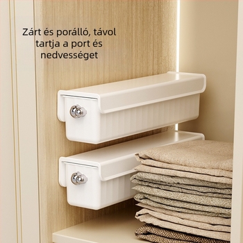 Falra szerelhető tárolódoboz, fehérnemű, zokni, gardrób, oldalsó tároló, fehérnemű, befejező tárgyak tárolója, válaszfal, fiók
