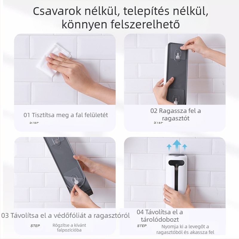 Douyin konyhai lyukasztásmentes műanyag zacskó tárolóállvány falra szerelhető, kivehető háztartási fehérnemű tárolódoboz