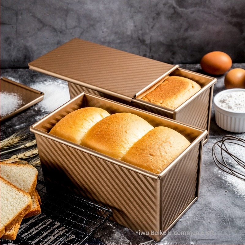 Cross-Border arany hullámkarton pirítós doboz 450g tapadásmentes pirítós forma fedéllel sütő sütőeszközök