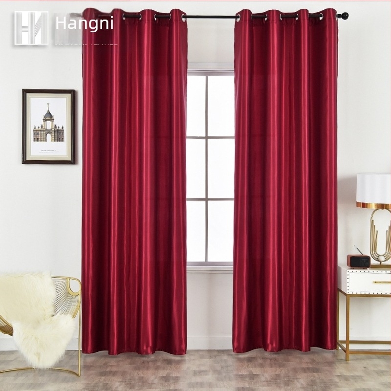 Speciális kétoldalas fényes szatén félig sötétítő, keresztszegélyű függönyök, vékony szatén függönyök, otthoni kidolgozású függönyök, tiszta színű függönyök