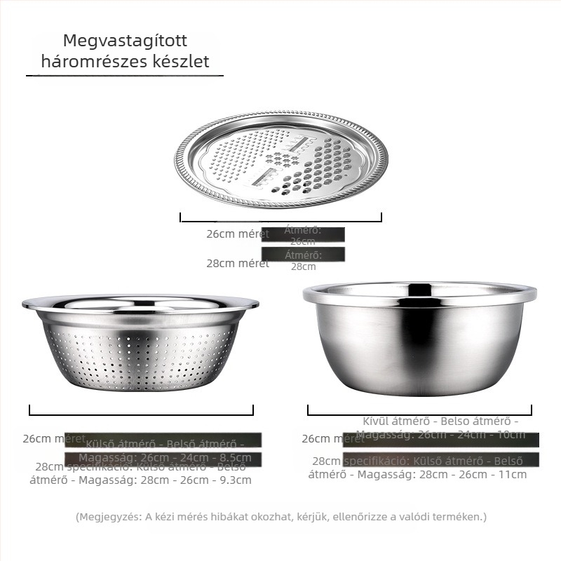 Gyárilag közvetlen szállítású rozsdamentes acél multifunkciós reszelő, háromrészes Amoy rizsszűrő reszelő, konyhai lefolyómosó