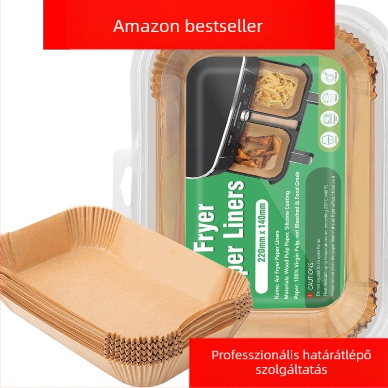 Amazon Explosions Air Fryer papír Téglalap alakú Air Fryer papír Sütőpapír Szilikonolaj papír Eldobható szilikonolaj papírtálca