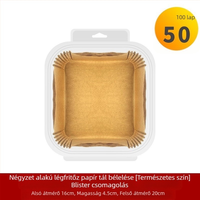 Amazon Explosions Air Fryer papír Téglalap alakú Air Fryer papír Sütőpapír Szilikonolaj papír Eldobható szilikonolaj papírtálca