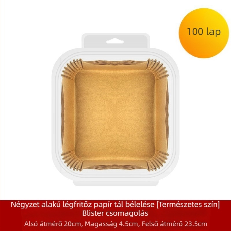 Amazon Explosions Air Fryer papír Téglalap alakú Air Fryer papír Sütőpapír Szilikonolaj papír Eldobható szilikonolaj papírtálca
