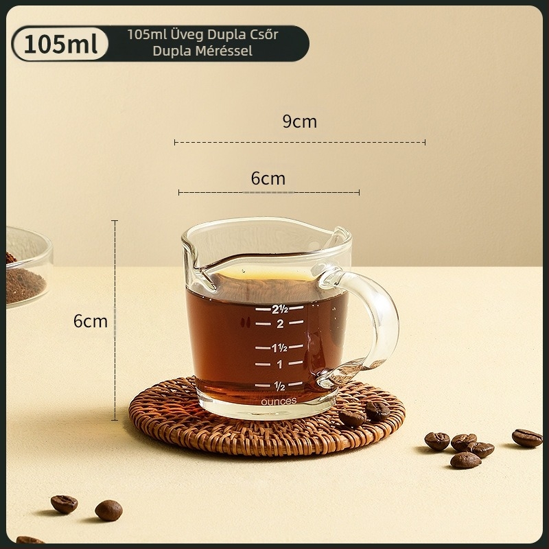 Kávéfőző pohár, skálával, fa fogantyúval, mérőpohár, eszpresszó uncia pohár, kis tejespohár, kiváló és luxus
