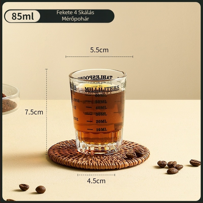 Kávéfőző pohár, skálával, fa fogantyúval, mérőpohár, eszpresszó uncia pohár, kis tejespohár, kiváló és luxus