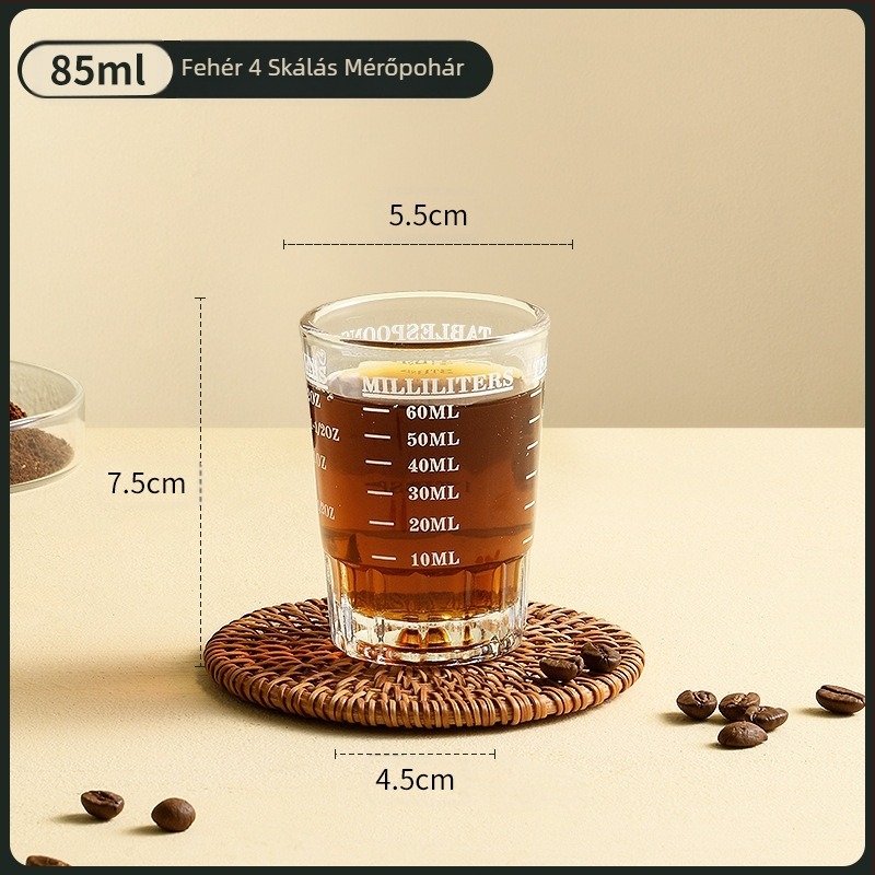 Kávéfőző pohár, skálával, fa fogantyúval, mérőpohár, eszpresszó uncia pohár, kis tejespohár, kiváló és luxus