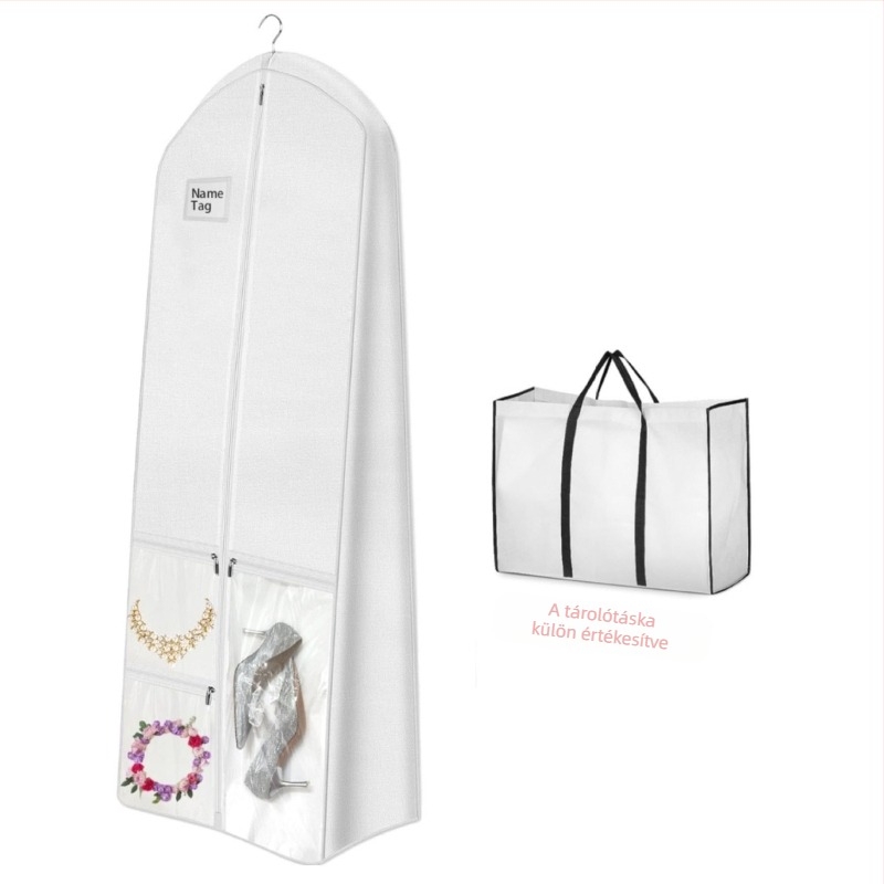 Határokon átnyúló menyasszonyi ruha öltöny tárolótáska porálló és nedvességálló nem szőtt anyagból kézitáska tárolótáskával szoknya porvédővel