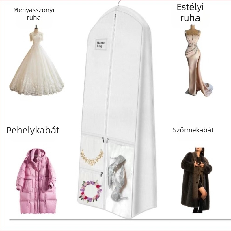 Határokon átnyúló menyasszonyi ruha öltöny tárolótáska porálló és nedvességálló nem szőtt anyagból kézitáska tárolótáskával szoknya porvédővel