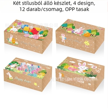 HZ042 Külkereskedelmi húsvéti nyuszi tojáscsibe ablak ünnepi parti ajándék cukorkadoboz