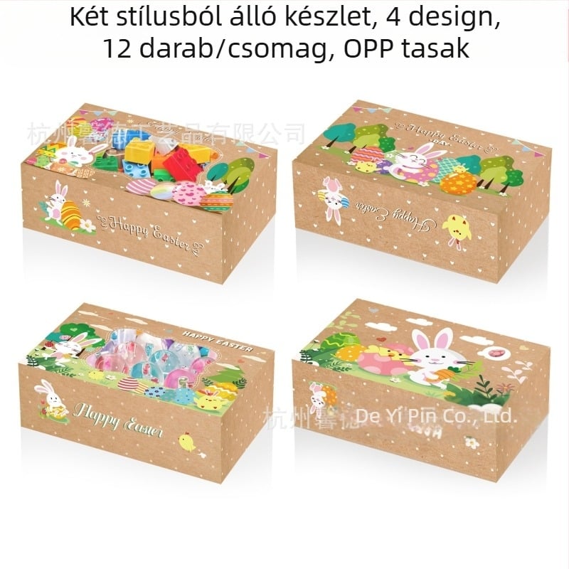 HZ042 Külkereskedelmi húsvéti nyuszi tojáscsibe ablak ünnepi parti ajándék cukorkadoboz