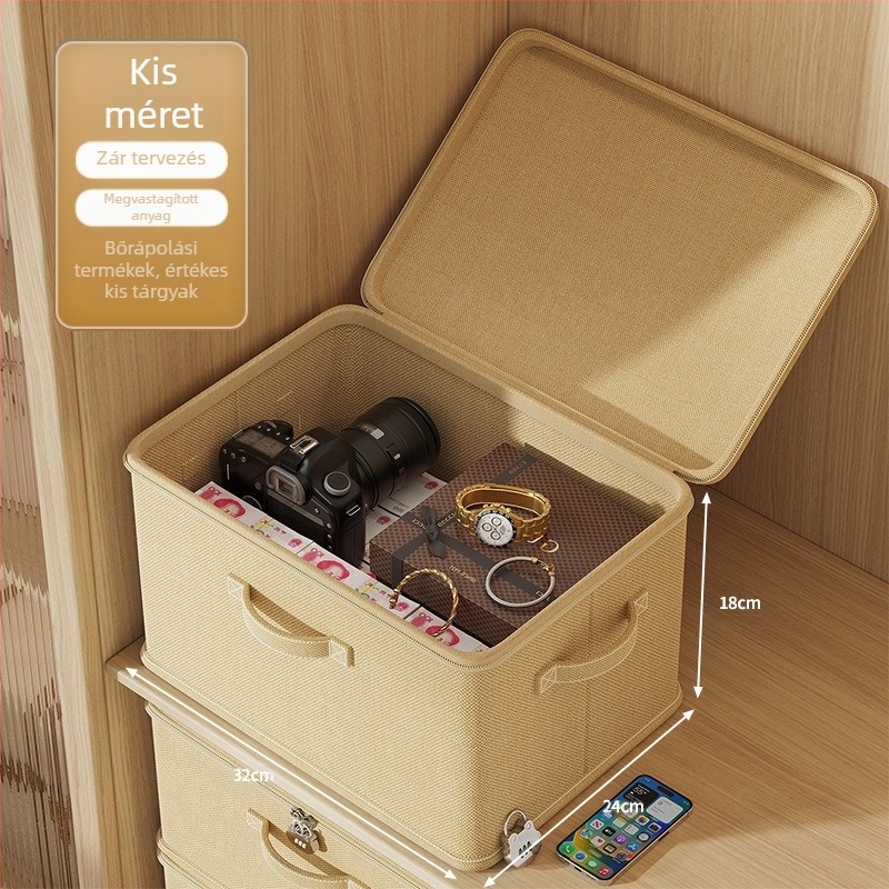 Zárható tárolódoboz kosár háztartási ruhák ruhásszekrény réteges rendszerező tárgyak paplan nadrágok jelszó tárolódoboz