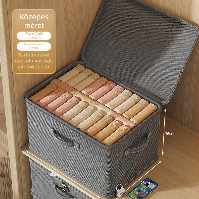 Zárható tárolódoboz kosár háztartási ruhák ruhásszekrény réteges rendszerező tárgyak paplan nadrágok jelszó tárolódoboz