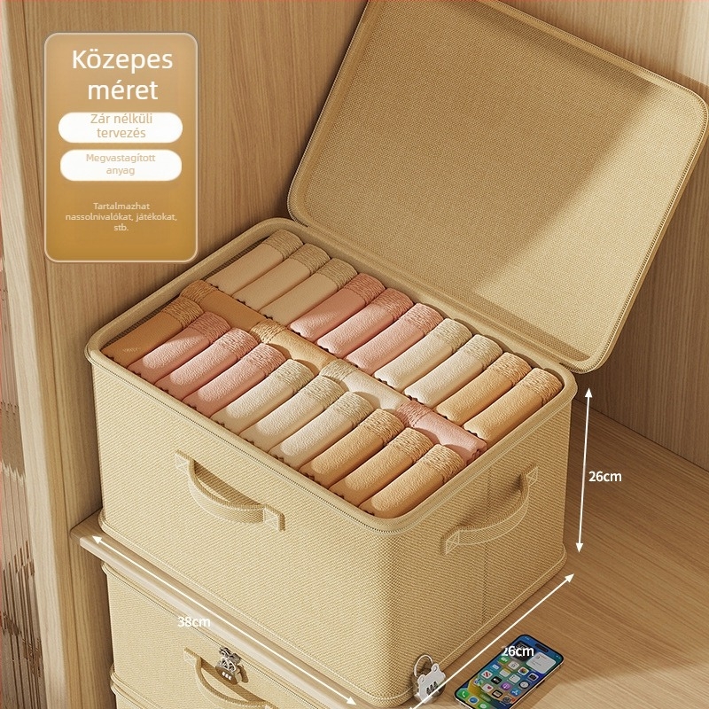 Zárható tárolódoboz kosár háztartási ruhák ruhásszekrény réteges rendszerező tárgyak paplan nadrágok jelszó tárolódoboz