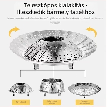 Gőzölő tojástartó rozsdamentes acél gőzölő állvány multifunkcionális összecsukható teleszkópos gőzölő cserélhető gőzölő szeletgőzölő állvány háztartási gőzölő tányér nagykereskedelem
