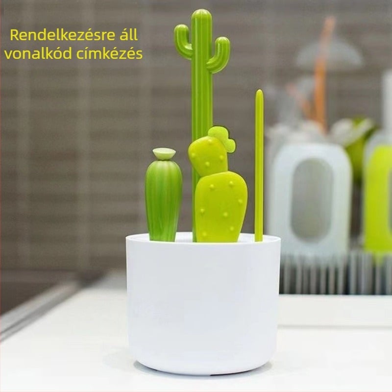 Kaktuszos cumisüveg kefe, szívószál kefe, multifunkcionális tisztítókefe készlet, cumi kefe, teljes szögű tisztító réskefe
