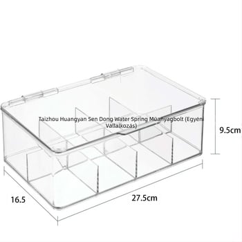 Nyolcrekeszes kozmetikai tárolódoboz, adatkábel-elválasztó válogató doboz, levehető négyrekeszes asztali válogató teafilter-doboz