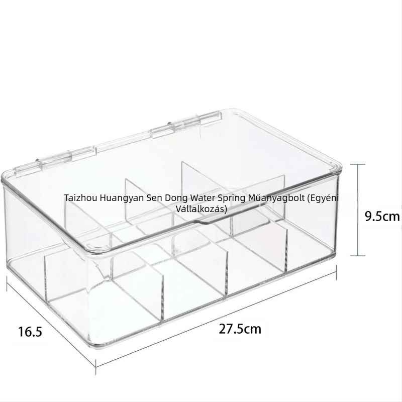 Nyolcrekeszes kozmetikai tárolódoboz, adatkábel-elválasztó válogató doboz, levehető négyrekeszes asztali válogató teafilter-doboz