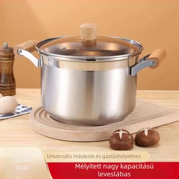 Nem mágneses, vastagított rozsdamentes acél levesesfazék, tejesfazék, étrend-kiegészítő edény, főzőedény, forró edény, gáz indukciós tűzhely, univerzális tapadásmentes