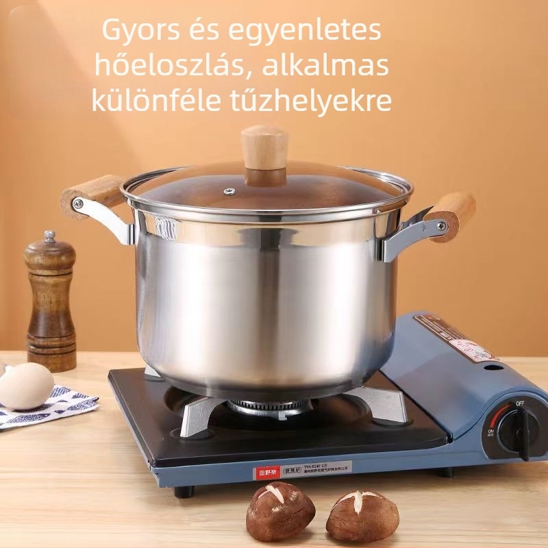 Nem mágneses, vastagított rozsdamentes acél levesesfazék, tejesfazék, étrend-kiegészítő edény, főzőedény, forró edény, gáz indukciós tűzhely, univerzális tapadásmentes