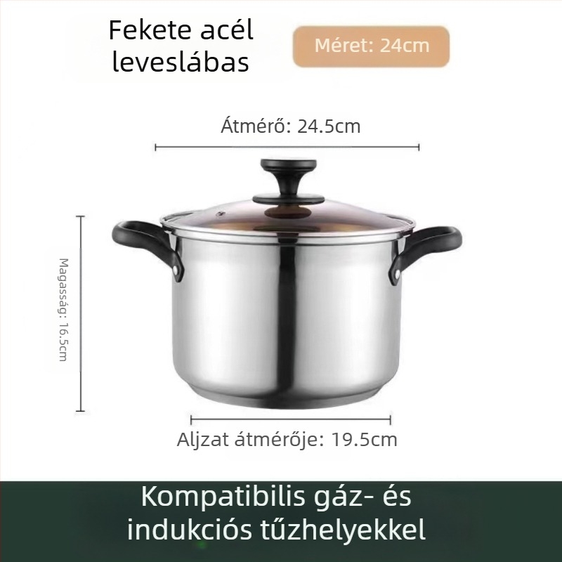 Nem mágneses, vastagított rozsdamentes acél levesesfazék, tejesfazék, étrend-kiegészítő edény, főzőedény, forró edény, gáz indukciós tűzhely, univerzális tapadásmentes