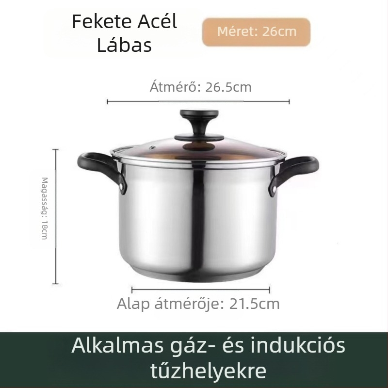 Nem mágneses, vastagított rozsdamentes acél levesesfazék, tejesfazék, étrend-kiegészítő edény, főzőedény, forró edény, gáz indukciós tűzhely, univerzális tapadásmentes