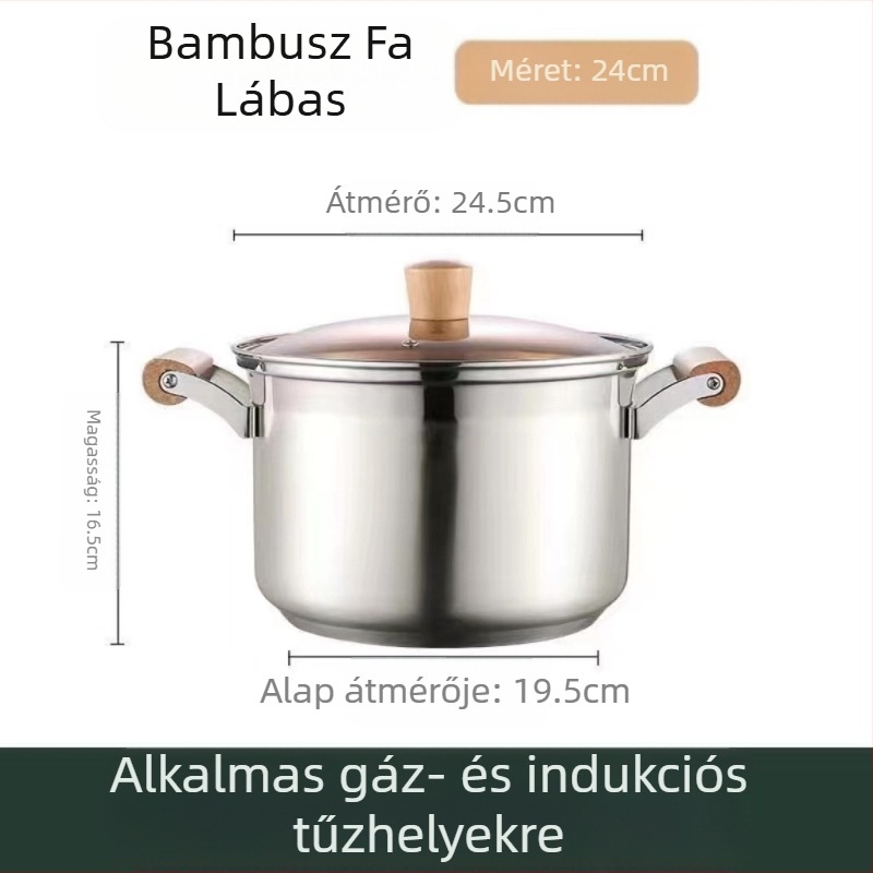 Nem mágneses, vastagított rozsdamentes acél levesesfazék, tejesfazék, étrend-kiegészítő edény, főzőedény, forró edény, gáz indukciós tűzhely, univerzális tapadásmentes