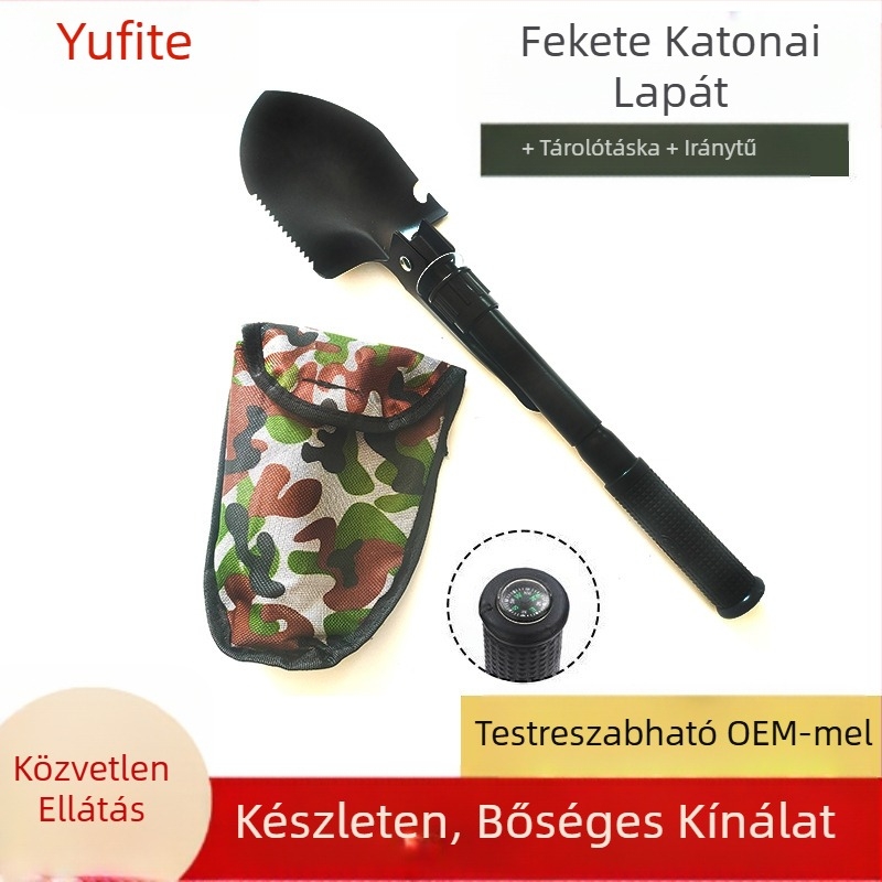 Forró eladó kültéri kellékek ásó összecsukható lapát kicsi iránytűvel összecsukható kempinglapát hordozható összecsukható horgászlapát