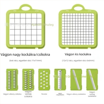 Határokon átnyúló háztartási konyhai többfunkciós zöldségvágó hordozható, könnyen tisztítható aprítóreszelő, kockázó vágó