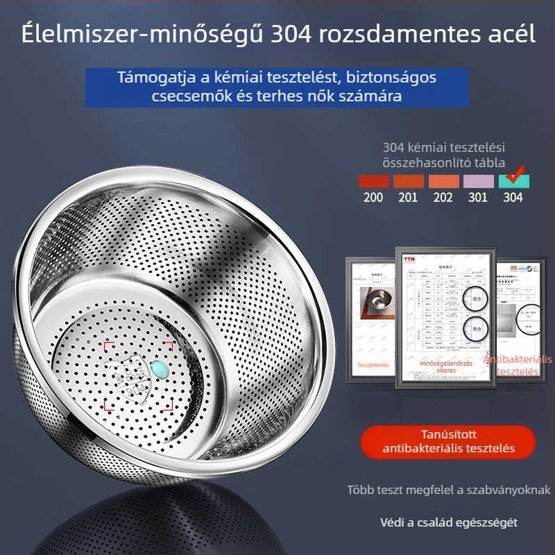 304 rozsdamentes acélból készült, megvastagított és többcélú mosdó, mosdó, zöldséges mosdó, tojástál, háztartási leveses mosdó