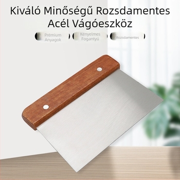 Rozsdamentes acél tésztavágó fa nyéllel kolbászpor kaparó liszt kaparó süteménykaparó tésztavágó szappan kés multifunkcionális zöldségvágó