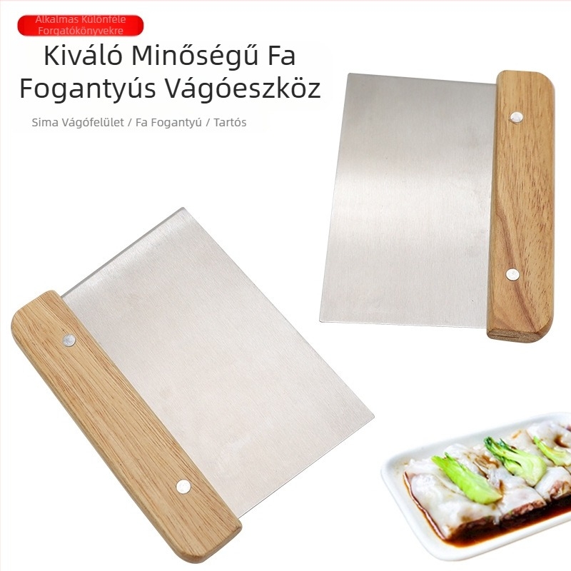 Rozsdamentes acél tésztavágó fa nyéllel kolbászpor kaparó liszt kaparó süteménykaparó tésztavágó szappan kés multifunkcionális zöldségvágó