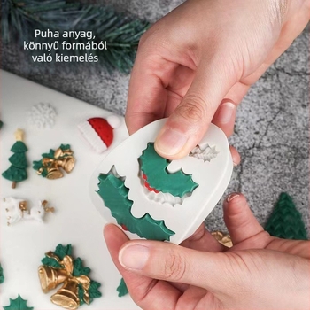 Karácsonyi flip cukor csokoládé szilikon forma hóház fenyőtoboz hópehely mézeskalács ember karácsonyfa jávorszarvas torta dekoráció