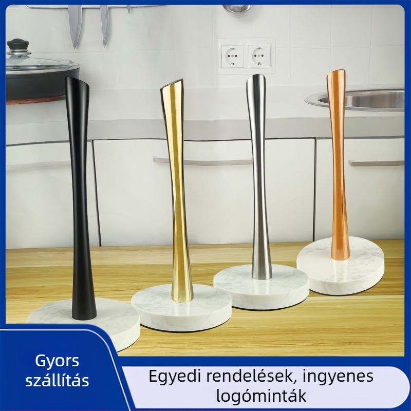 Raktáron márvány talpú konyhai függőleges papírzsebkendőtartó étkezőasztalhoz, lyukasztásmentes asztali rozsdamentes acél tekercspapírtartó