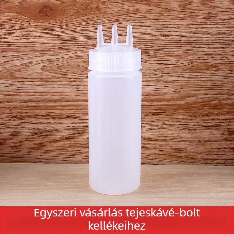 Három lyukú paradicsomszósz nyomópalack műanyag salah palack nyomópalack szósz palack kiváló minőségű nyomópalack nyomópalack lekváros palack