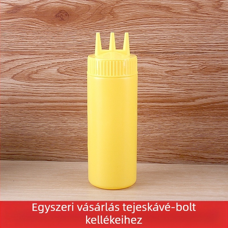 Három lyukú paradicsomszósz nyomópalack műanyag salah palack nyomópalack szósz palack kiváló minőségű nyomópalack nyomópalack lekváros palack