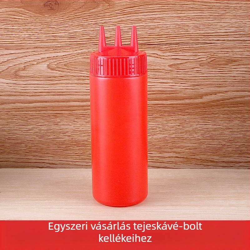 Három lyukú paradicsomszósz nyomópalack műanyag salah palack nyomópalack szósz palack kiváló minőségű nyomópalack nyomópalack lekváros palack