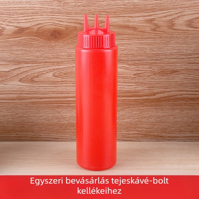 Három lyukú paradicsomszósz nyomópalack műanyag salah palack nyomópalack szósz palack kiváló minőségű nyomópalack nyomópalack lekváros palack