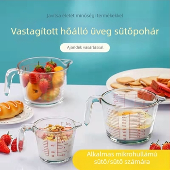 Magas hőmérsékletnek ellenálló üveg mérőpohár skálával Magas hőmérsékletnek ellenálló mikrohullámú sütőben használható sütőpohár Tojásverő pohár mérőpohárral