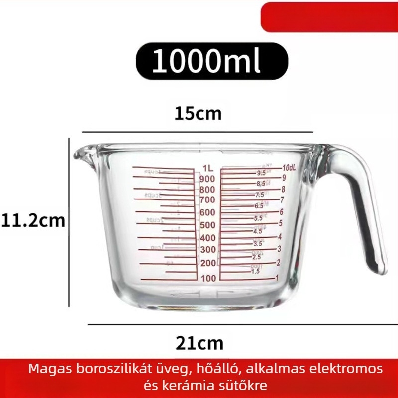 Magas hőmérsékletnek ellenálló üveg mérőpohár skálával Magas hőmérsékletnek ellenálló mikrohullámú sütőben használható sütőpohár Tojásverő pohár mérőpohárral