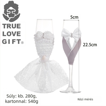 Esküvői pohár, esküvő, romantikus, esküvői pezsgős szerelmi szett, átadható borospohár, menyasszony és vőlegény számára