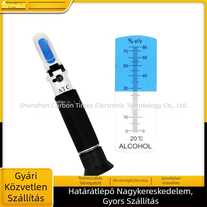 Nagy pontosságú 0-80%-os kényelmes kézi refraktométer etanol-alkohol koncentrációmérő műszer alkoholalkohol mérő
