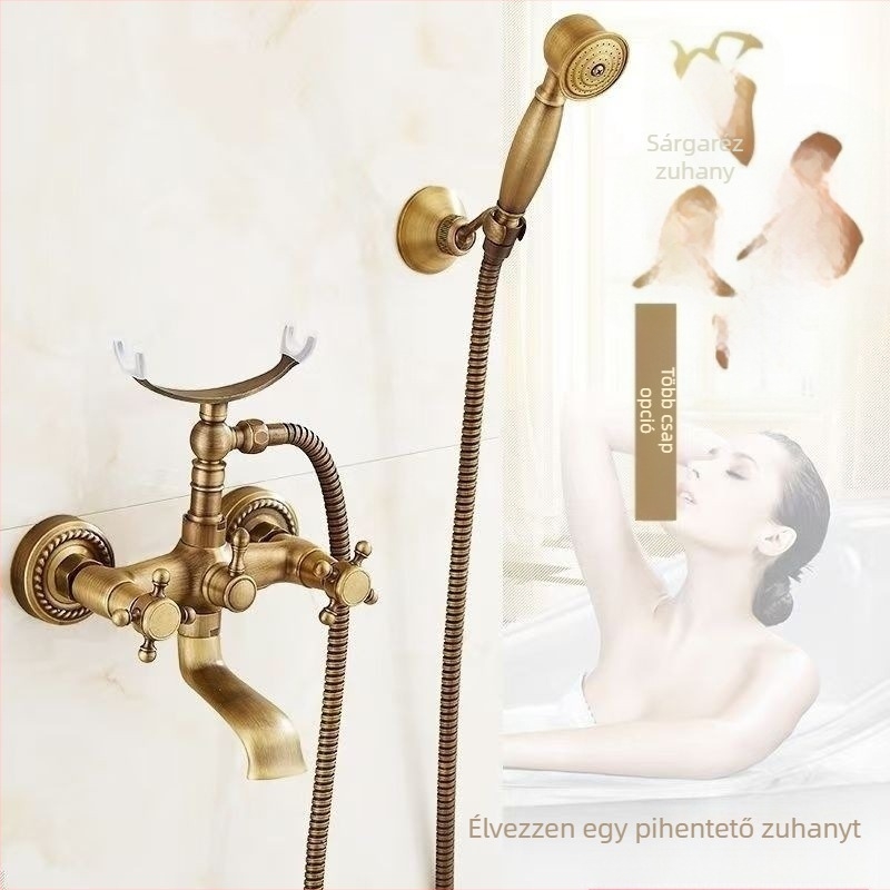 Teljesen réz antik egyszerű zuhanyruha európai stílusú fürdőszobai zuhanyzó zuhanycsaptelep retró kivezető zuhany