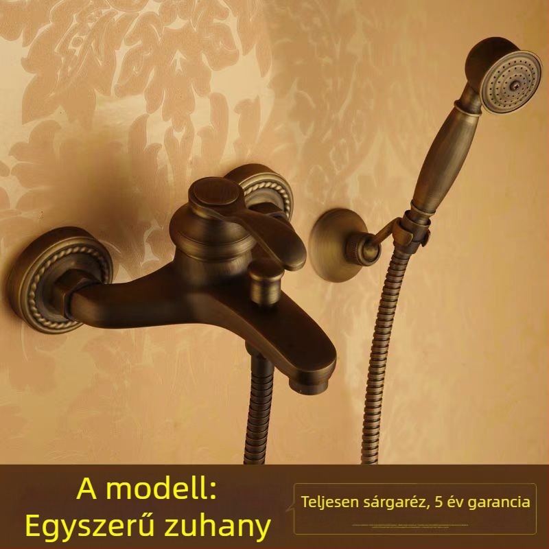 Teljesen réz antik egyszerű zuhanyruha európai stílusú fürdőszobai zuhanyzó zuhanycsaptelep retró kivezető zuhany