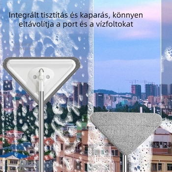 Új, háromszög alakú felmosó, extra nagy, 360 fokban forgatható, üvegfalak, mennyezetek, padlók és fapadlók tisztításához