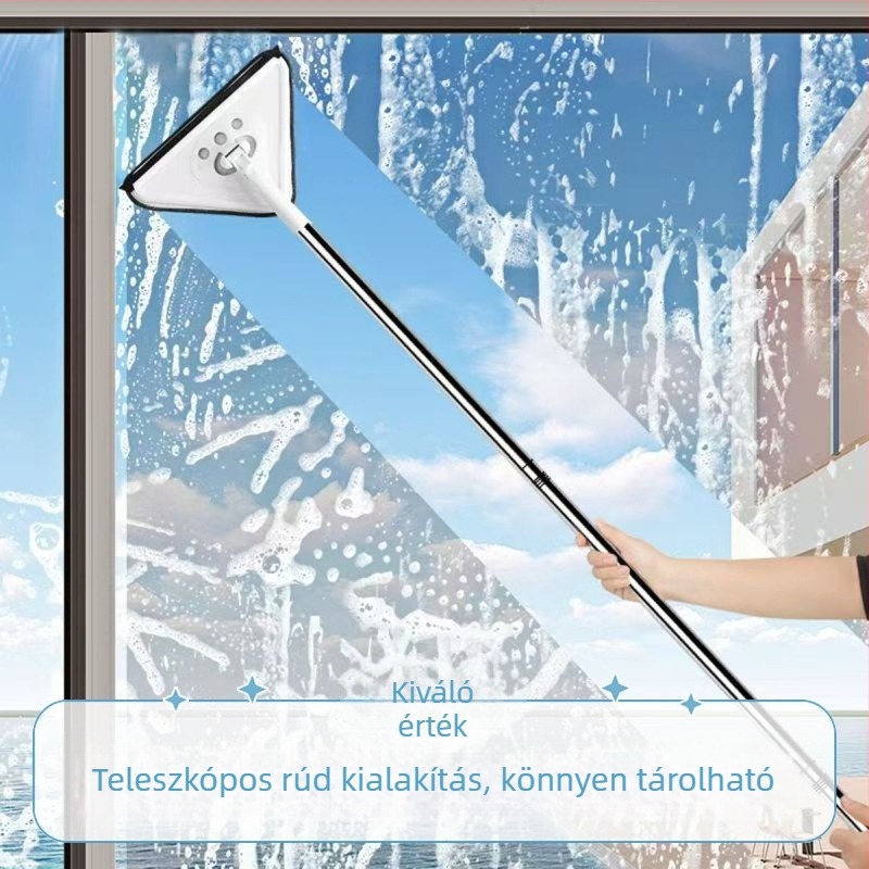 Új, háromszög alakú felmosó, extra nagy, 360 fokban forgatható, üvegfalak, mennyezetek, padlók és fapadlók tisztításához