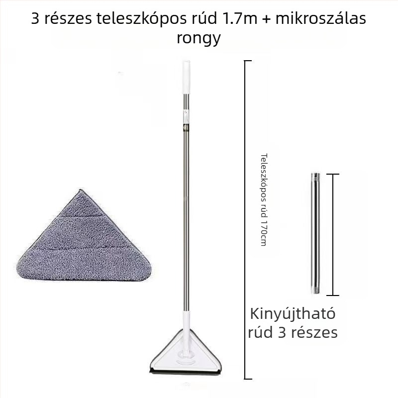 Új, háromszög alakú felmosó, extra nagy, 360 fokban forgatható, üvegfalak, mennyezetek, padlók és fapadlók tisztításához