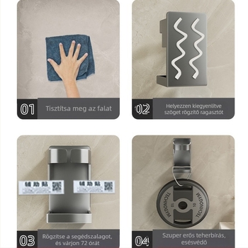 Elektromos fogkefetartó tárolóállvány, ütésmentes fogkefetartó, szájvíztartó, fali WC-tartó